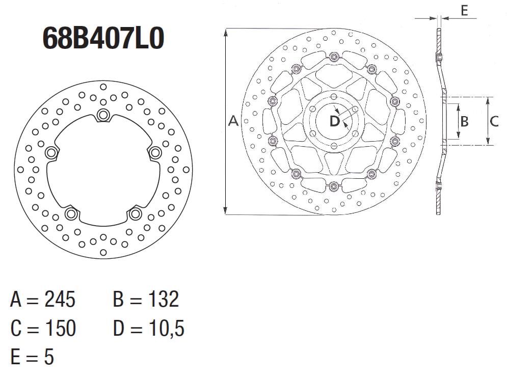 BREMBO DISQUE DE FREIN ARRIERE ORO 68B407L0 YAMAHA XSR 900 2016-2020
