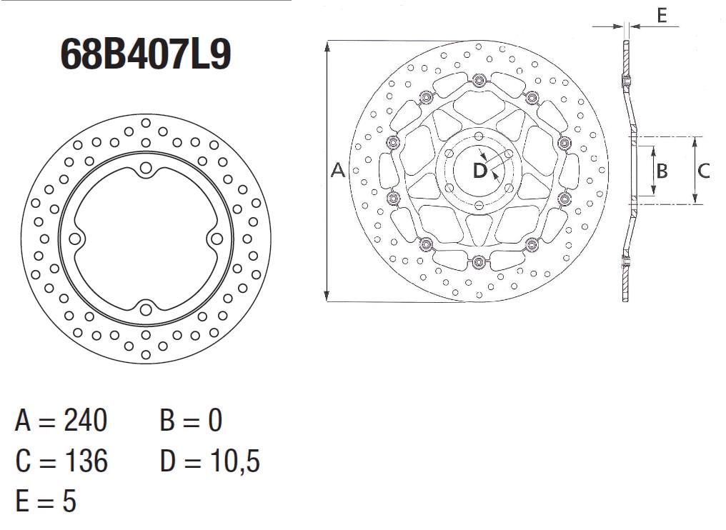 BREMBO DISQUE DE FREIN ARRIERE ORO 68B407L9 HONDA CBR 650 F 2014-2016 (2)