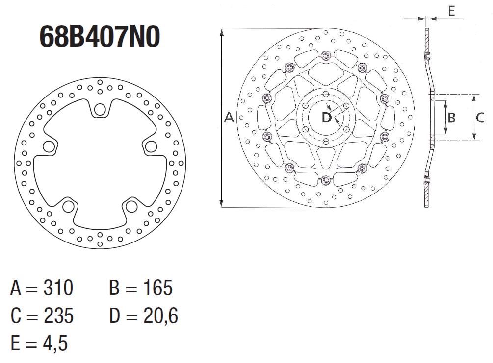 BREMBO DISQUE DE FREIN AVANT SERIE ORO 68B407N0 HONDA 1200 VFR X CROSSTOURER ABS / DCT / XL 2012-2018 (2)