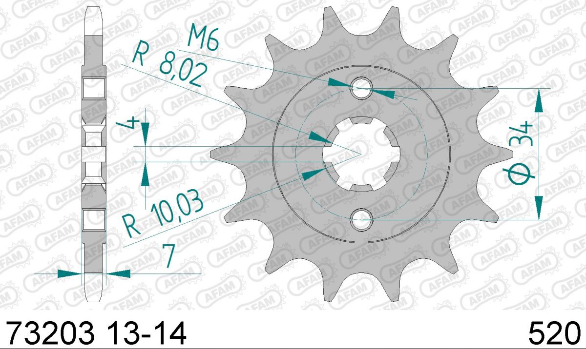 PIGNON PAS ORIGINE 520 14 Dents 7320314 KTM 125 DUKE 2011-2020 (2)
