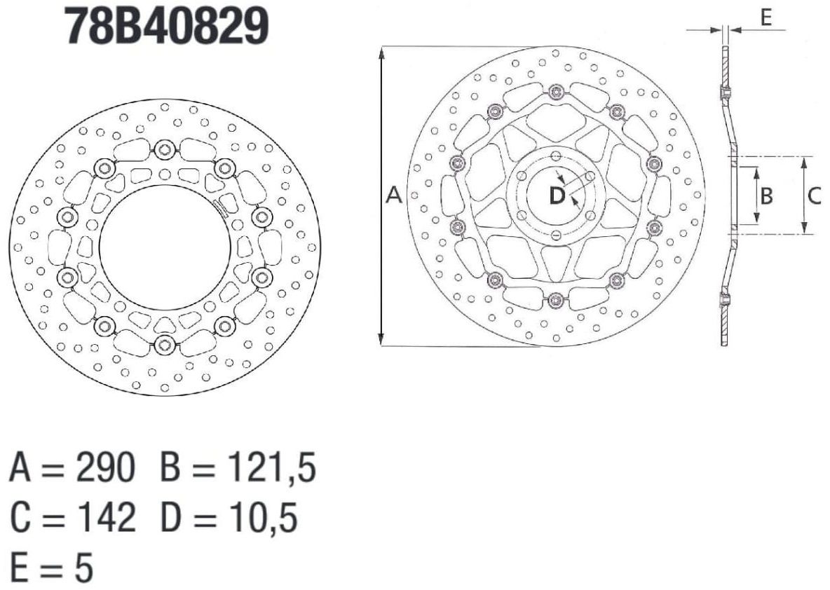 BREMBO DISQUE DE FREINS AVANT SERIE ORO 290 mm INTER 121,5 EPAIS 5 78B40829 SUZUKI SV ABS 650 (N et S) 2007-2020  (2)