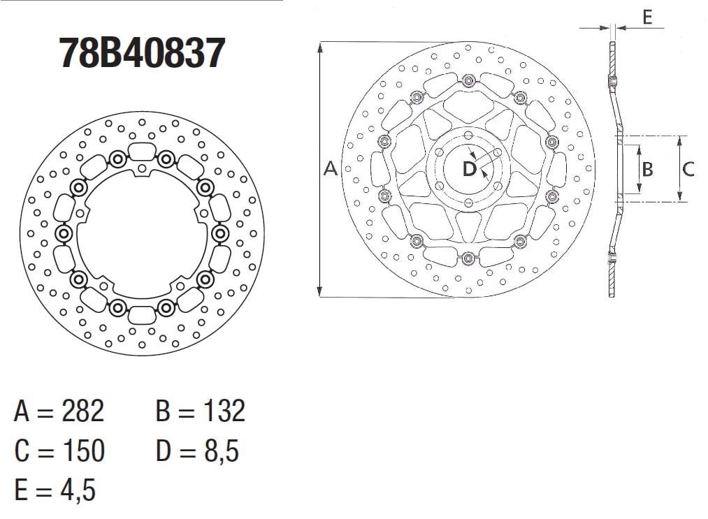 BREMBO DISQUE DE FREINS AVANT SERIE ORO 78B40837 YAMAHA 700 MT07 MT-07 TOUS MOD�LES 2014-2017 (3)