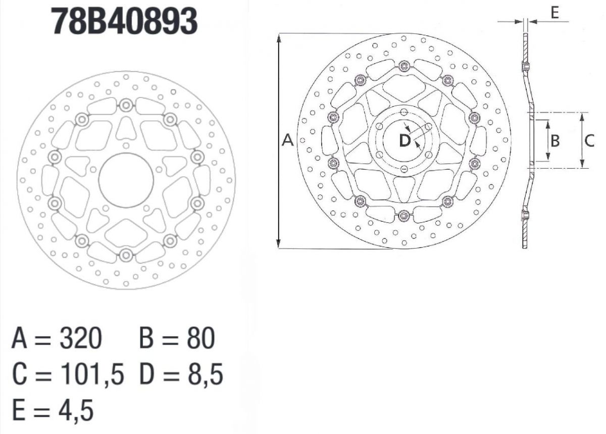 BREMBO DISQUE DE FREINS AVANT SERIE ORO 78B40893 MV AUGUSTA 800 F3 2012-2019 MONTAGE 1 (3)