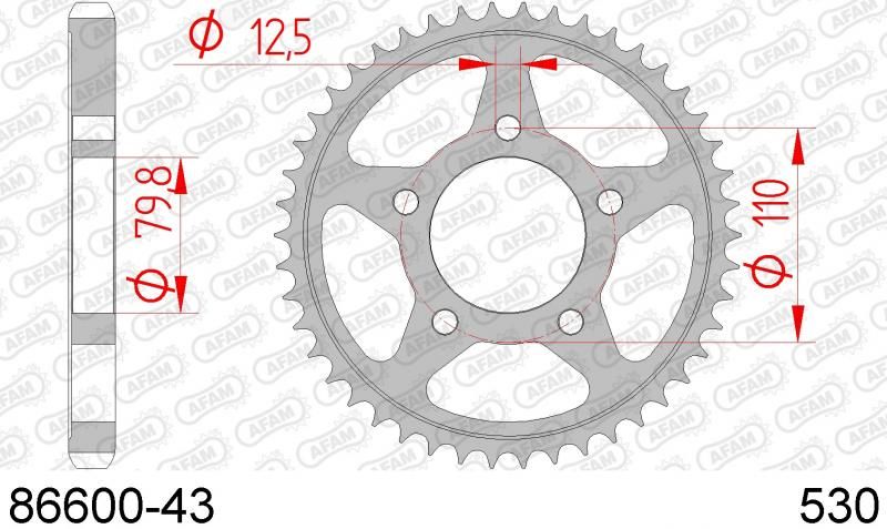 COURONNE ACIER PAS ORIGINE 530 43 Dents 8660043 TRIUMPH 885 Thunderbird 1995-2003 (2)