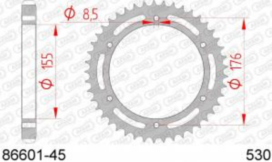 COURONNE ACIER PAS 530 45 DENTS CT60145 8660145 TRIUMPH T100 509 Speed Triple 1997-2001