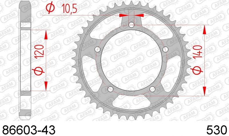 COURONNE ACIER PAS ORIGINE 530 43 Dents ct60343 8660343 TRIUMPH RS 955 Sprint 1999-2002 (2)