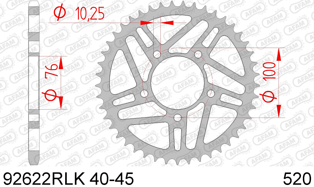 COURONNE SP�CIFIQUE ACIER ALL�G�E RENFORC�E NOIR PAS 520 42 Dents 92622RLK-42 (2)