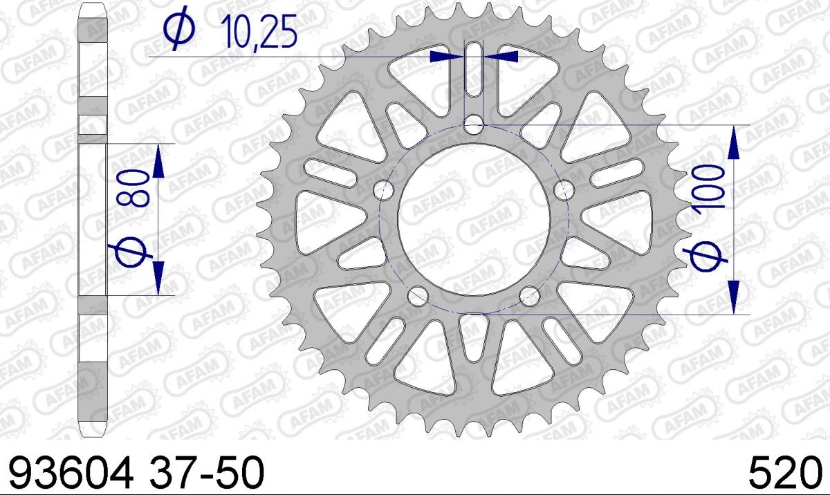 COURONNE ALU RACING PAS 520 42 DENTS 9360443 POUR JANTE PVM (2)