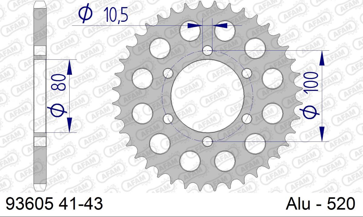 COURONNE ALU RACING PAS 520 41 DENTS 9360541 POUR JANTE MARVIC (2)