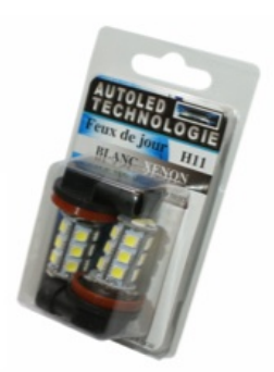 AUTOLED H11 PAIRE DE FEUX DE JOUR XENON 18 PASTILLES SMD5050 BLANC (2)