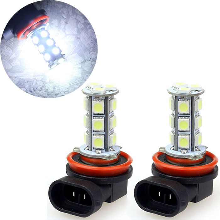 AUTOLED PAIRE H8 FEUX DE JOUR XENON 18 PASTILLES SMD5050 BLANC