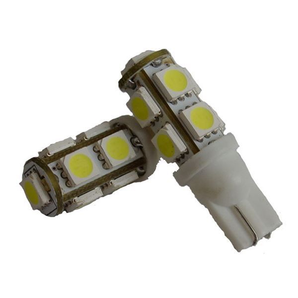 AUTOLED LED PAIRE DE DEUX AMPOULES T10 9 PASTILLES SMD5050 ECLAIRAGE BLANC