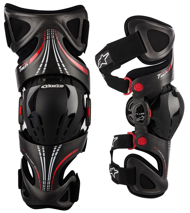 Protection de genoux ALPINESTARS FLUID TECH CARBON ANTHRACITE RED GENOUX DROIT
