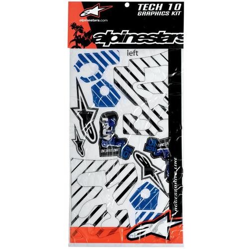 PLANCHES D AUTOCOLLANTS STICKER ALPINESTARS TECH 10 BLUE WHITE