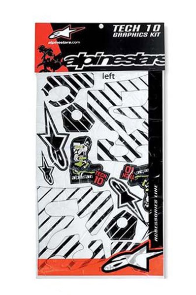 PLANCHES D AUTOCOLLANTS STICKER ALPINESTARS TECH 10 BLACK GREEN
