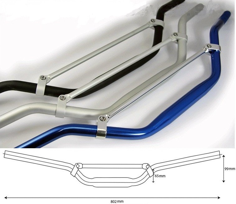 GUIDON JUMBO CROSS AVEC BARRE DE RENFORT ALUMINIUM 28,6mm ARGENT MAT*