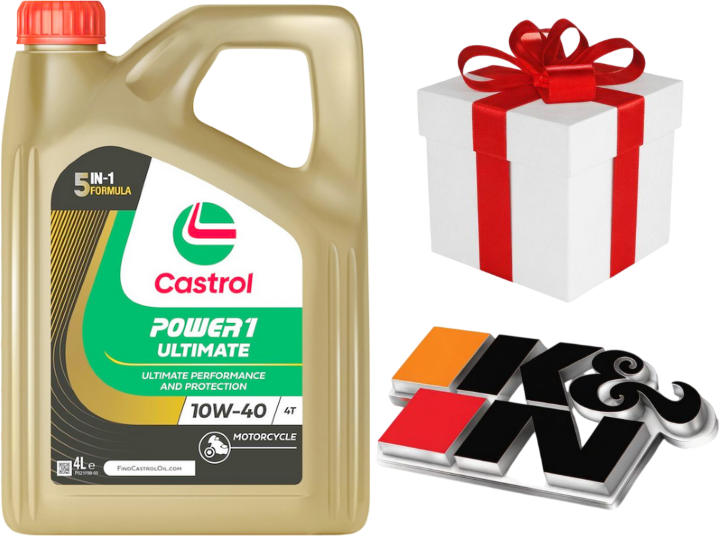 CASTROL 4L POWER 1 ULTIMATE ( anciennement RACING ) 10W40 HUILE MOTO 100% Synth�se 4 Litres + Filtre KN ou produit d`entretien + PORT OFFERT