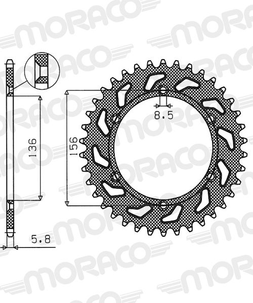 COURONNE ACIER PAS ORIGINE 520 40 Dents CE206N40 GAS GAS EC 300 2000-2011 (2)