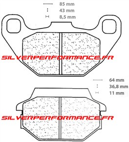 CARBONE LORRAINE PLAQUETTES DE FREIN ARRIERE 1123 ATV1 KYMCO MXU 50 2005-2010
