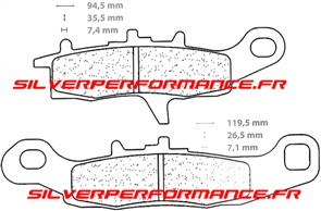 CARBONE LORRAINE PLAQUETTES DE FREIN AVANT GAUCHE 1142 ATV1 KAWASAKI KVF 650 2001-2003