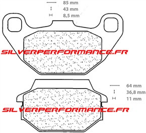 CARBONE LORRAINE PLAQUETTES DE FREIN ARRIERE 3068 SC KYMCO SUPER 9 L/C 50 2002-2010