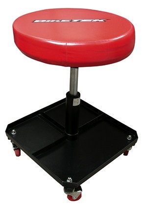 BIKETEK SIEGE TABOURET PNEUMATIQUE DE STAND NOIR ET ROUGE MECANO PADDOCK GARAGE ATELIER MOTO* CRP002