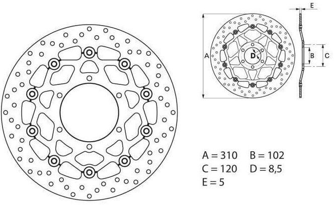 BREMBO DISQUE DE FREINS AVANT 310 mm SERIE ORO 78B40863 SUZUKI 750 GSXR 2008-2016 (2)