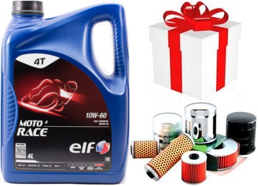 ELF MOTO 4 RACE RACER 10W60 Huile moto 4T 100% Synth�se 4T 4 Litres + Filtre Offert ou Produit d`entretien + PORT OFFERT