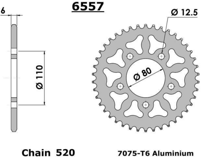 COURONNE ALUMINIUM PAS RACING 520 41 Dents FE655741 HONDA CB 500 1993-2003