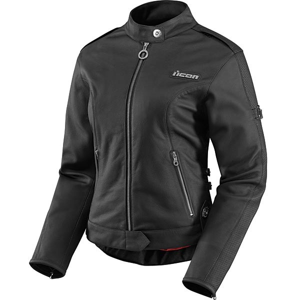 Blouson Cuir Femme Moto ICON HELLA LEATHER BLACK*