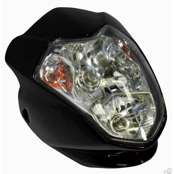 T�TE DE FOURCHE OPTIQUE AURA DOUBLE PHARES ET CLIGNOTANTS NOIR* HLUAURBLK