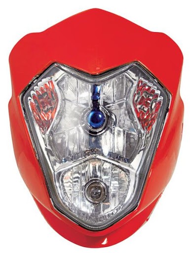 T�TE DE FOURCHE OPTIQUE AURA DOUBLE PHARES ET CLIGNOTANTS ROUGE*