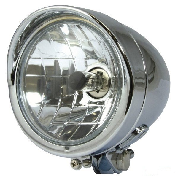 PHARE AVANT ROND OGIVE UNIVERSEL CHROME*