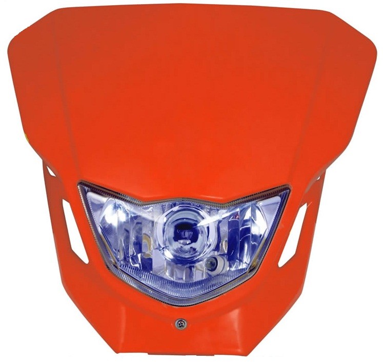 T�TE DE FOURCHE DART AVEC PHARE PLAQUE PLASTIQUE CAR�NAGE ORANGE*
