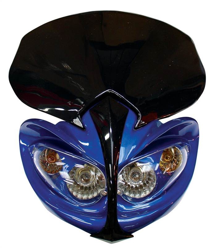 T�TE DE FOURCHE DEMON DOUBLE PHARES ET CLIGNOTANTS BLEU*