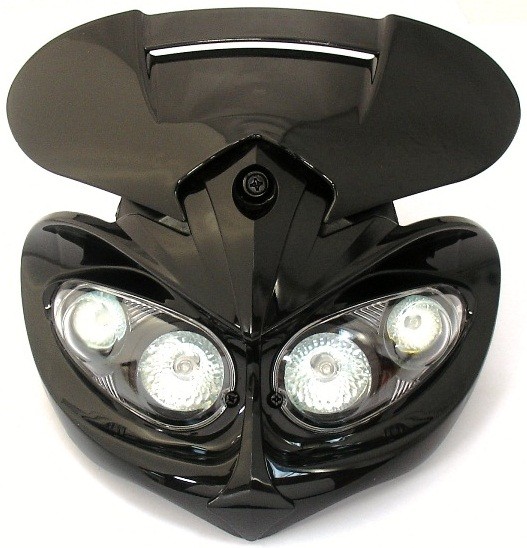 T�TE DE FOURCHE ENDURO RAGE DOUBLE PHARES BULLE NOIRE*