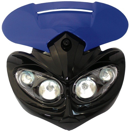 T�TE DE FOURCHE ENDURO RAGE DOUBLE PHARES BULLE BLEUE*
