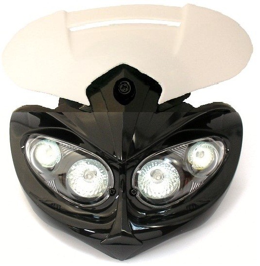 T�TE DE FOURCHE ENDURO RAGE DOUBLE PHARES BULLE BLANCHE*