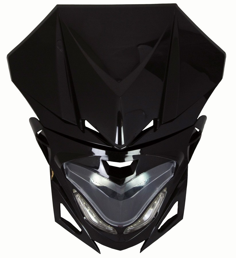 TETE DE FOURCHE PLAQUE PHARE TRANSFORMER NOIR AVEC CLIGNOTANTS INTEGRES*