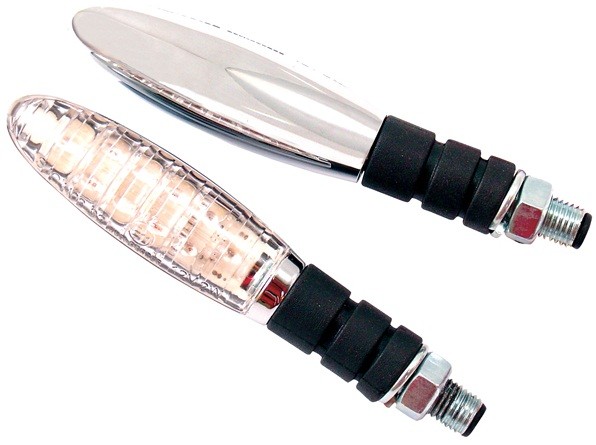 PAIRE DE CLIGNOTANTS LED TORPEDO CHROME*