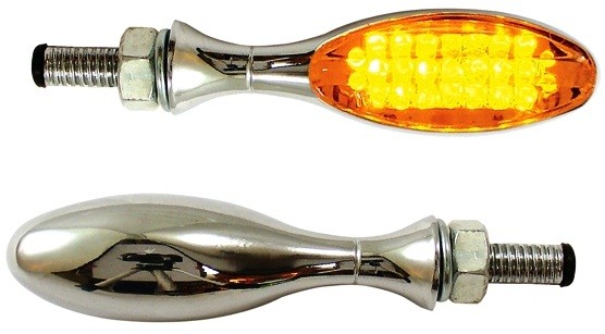 PAIRE DE CLIGNOTANTS LED MICRO OVAL CHROME*