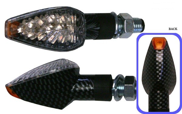 PAIRE DE CLIGNOTANTS LED FORCE COURT LOOK CARBONE* INDLED27