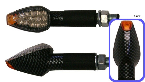 PAIRE DE CLIGNOTANTS LED FORCE LONG LOOK CARBONE*