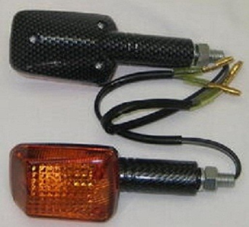 PAIRE DE CLIGNOTANTS MINI CARBONE/ORANGE LONG* INDMLCBN