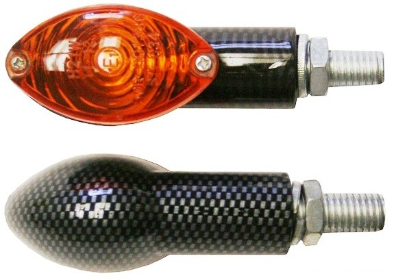 PAIRE DE CLIGNOTANTS CAT EYE EFFET CARBONE/ORANGE* INDUCECBNE