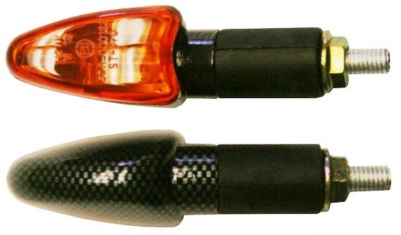 PAIRE DE CLIGNOTANTS MINI SPEAR EFFET CARBONE/ORANGE LONG INDULSPECBN