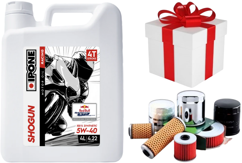 IPONE SHOGUN RACING Huile 5w40 100% synth�se 4T 4 Litres + Filtre Offert ou Produit d`entretien + Port Offert 800005