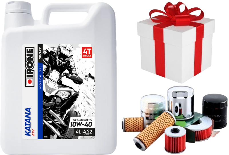 IPONE ATV KATANA Pack vidange Quad 4L Huile 100% Synth�se 5W40 4 Litres + Filtre Offert ou Produit d`entretien + Port Offert 800164