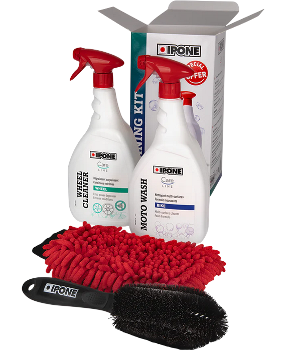 IPONE CLEANING KIT PACK DE NETTOYAGE 1 nettoyant multi-surfaces 1L + nettoyant jantes + 1 gant de lavage + 1 brosse de jantes