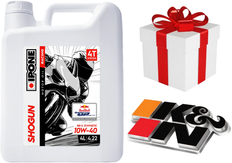 IPONE SHOGUN RACING Huile 10w40 100% synth�se 4T 4 Litres 801004 + Filtre KN ou produit d`entretien